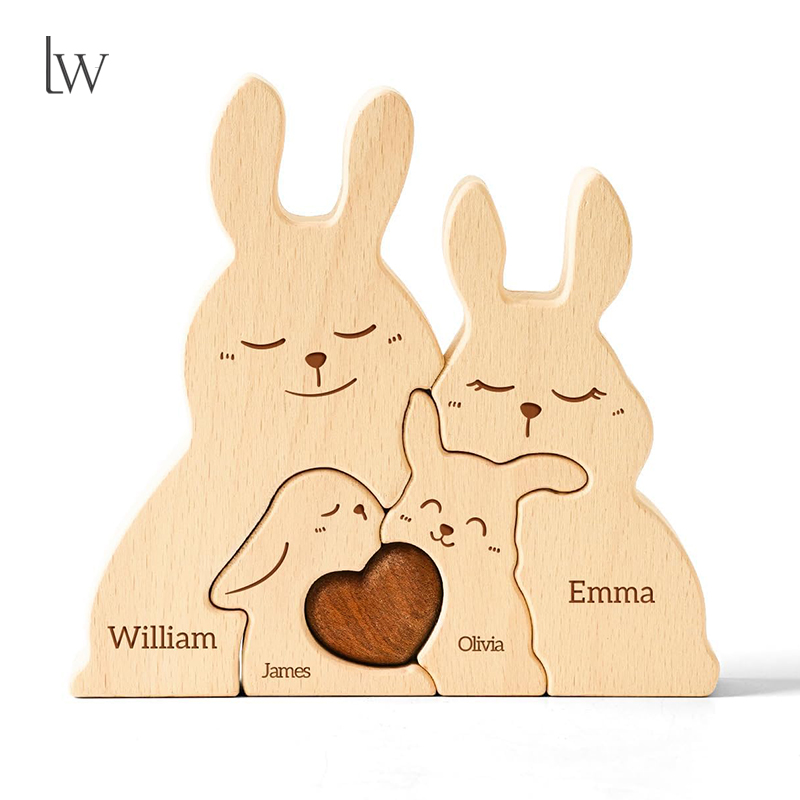 Kids Toys Names - 나무 토끼 가족 퍼즐, 2-5개의 이름으로