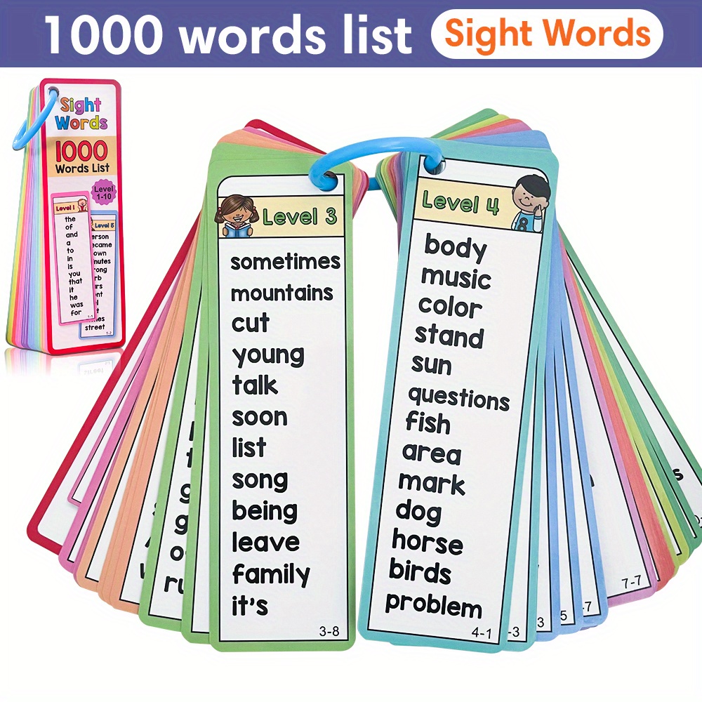 Educational Flash Card - 6-10세 어린이를 위한 1000개의 시력 단어