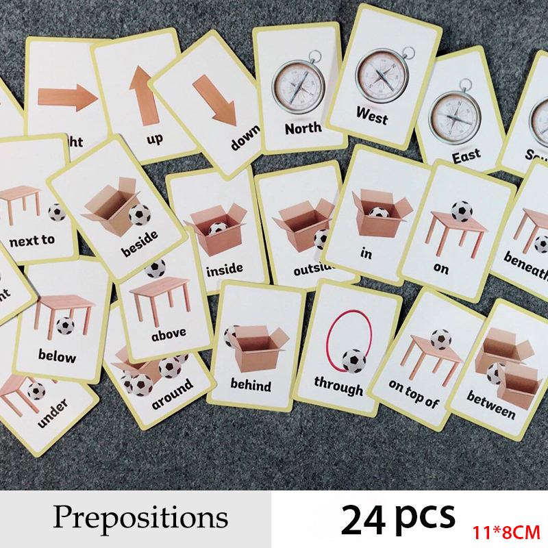 Educational Flash Card - 전치사 및 제스처 시리즈 영어 단어