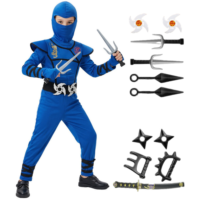 어린이용 검정색과 파란색 닌자 의상 할로윈 코스프레 파 - Kids Toys Set 리뷰 및 가격