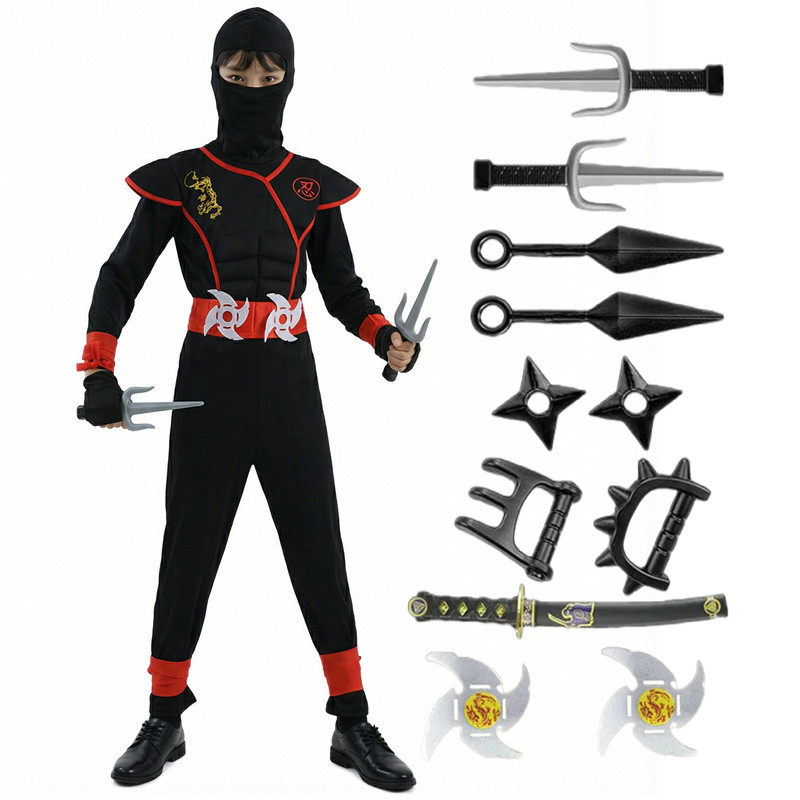 어린이용 검정색과 파란색 닌자 의상 할로윈 코스프레 파 - Kids Toys Set 리뷰 및 가격