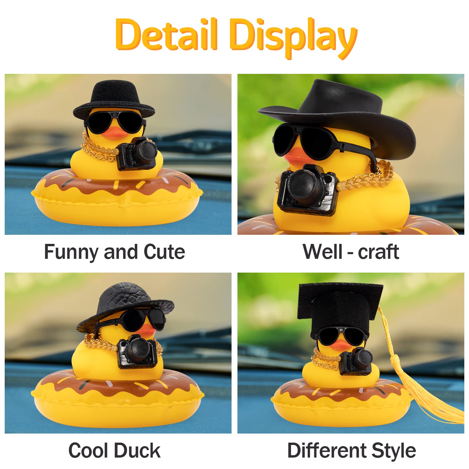 오리 자동차 고무 오리 대시 보드 장식 미니 모자 수영 - Rubber Duck Bath 리뷰 및 가격