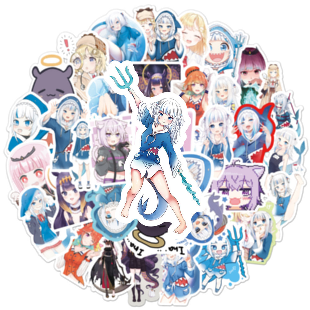 10/50PCS Gawr Gura 스티커 상어 소녀 스 - Kids Toys Cartoon Images 리뷰 및 가격