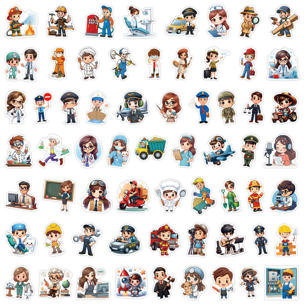 60PCS 경력 직업 스티커 만화 애니메이션 이미지 D - Kids Toys Cartoon Images 리뷰 및 가격