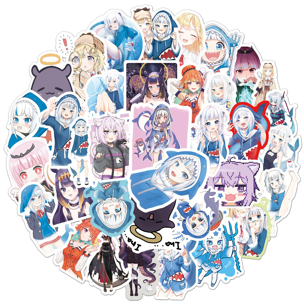 50PCS Gawr Gura 스티커 상어 소녀 스티커  - Kids Toys Cartoon Images 리뷰 및 가격